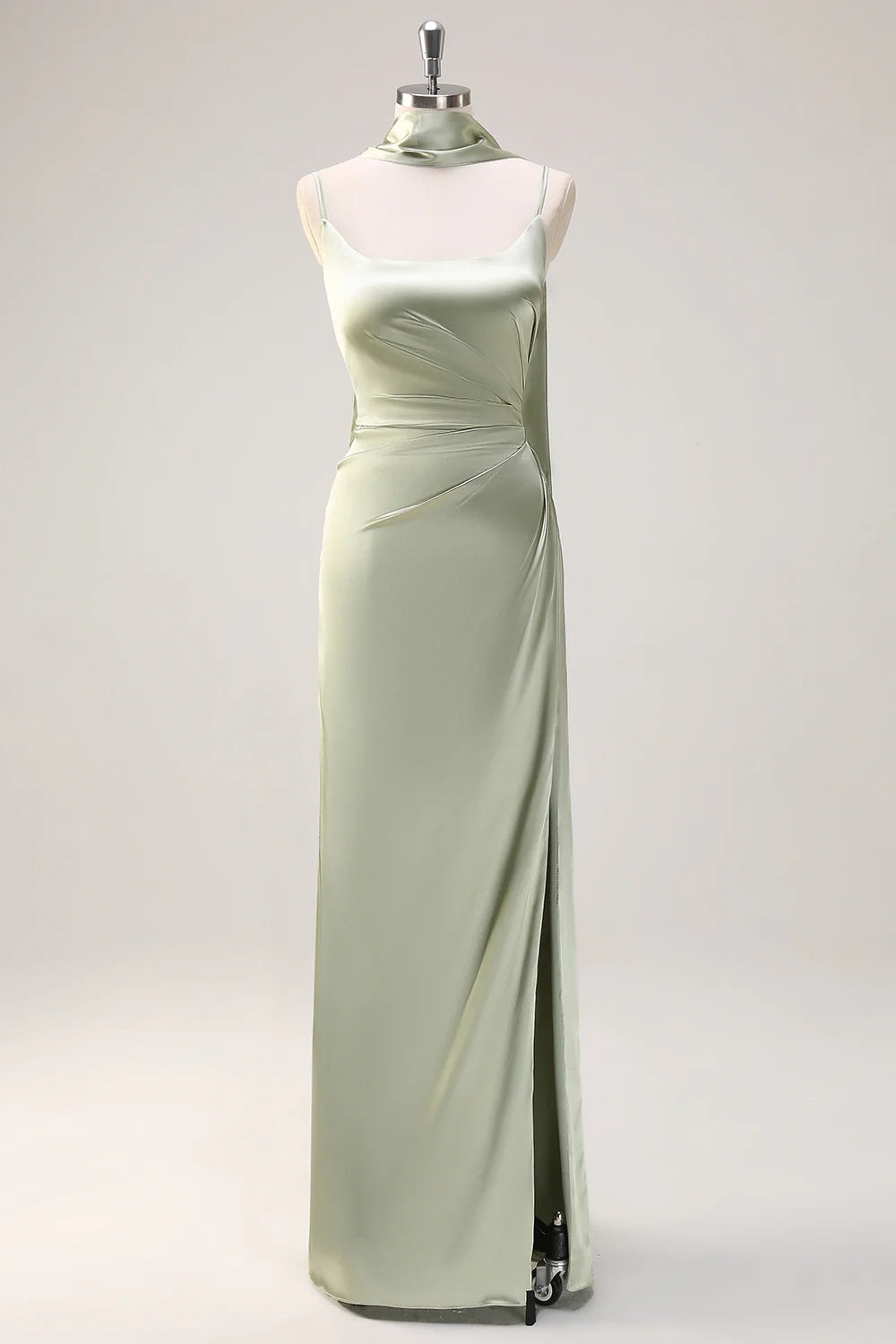 OKBBN stunning tight slim shoulder straps, long satin slits, Bridesmaid Dresses