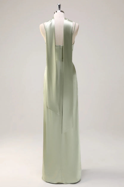 OKBBN stunning tight slim shoulder straps, long satin slits, Bridesmaid Dresses