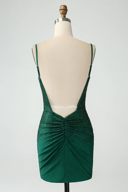 OKBBN style tight slim shoulder strap with backless bead Homecoming Dresses