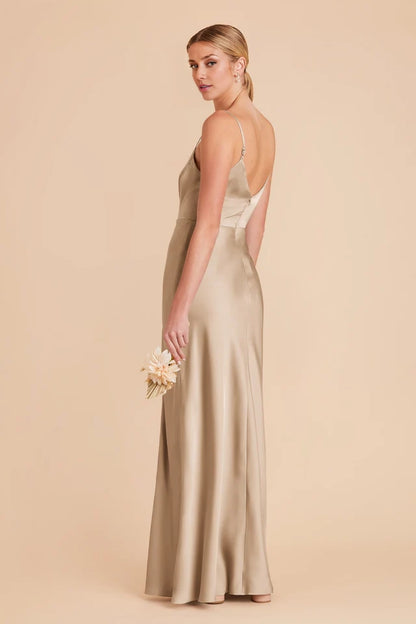 OKBBN sweet and sexy V-neck slim shoulder strap slit chic full lining and floor Prom Dresses