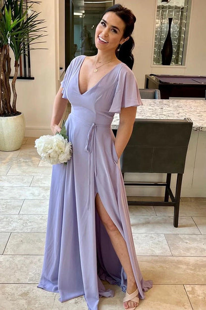 Off shoulder A-line skirt hem bridesmaid dress pleated skirt body chiffon sweeping skirt skirt
