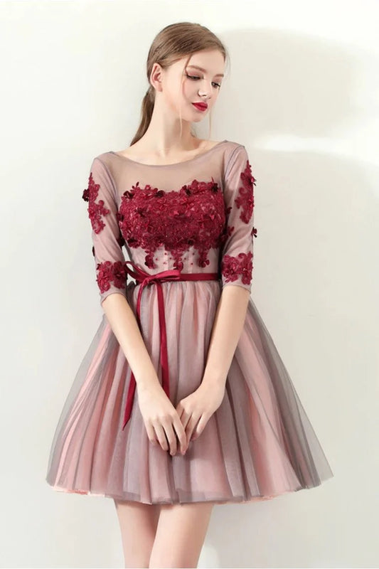 Sexy Off Shoulder A-line Half Sleeves Back to School Party Dress Short