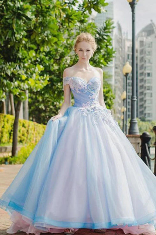 Elegant and Sexy Off the Shoulder Prom Dress Tulle Embossed Wedding Dress