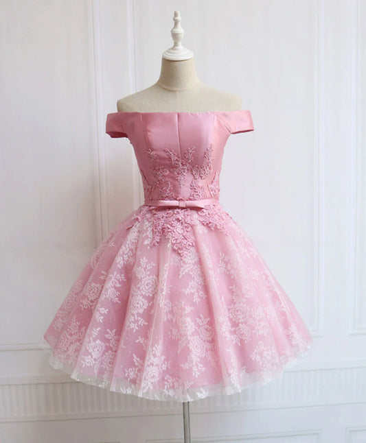 Off shoulder Homecoming Dress with A-line Lace and Applique Waist Belt