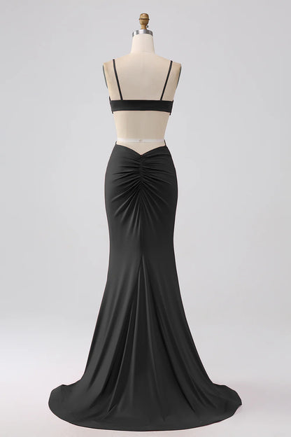 Italian Noodle Elegant Strap Mermaid Backless Red Long Ball Dress