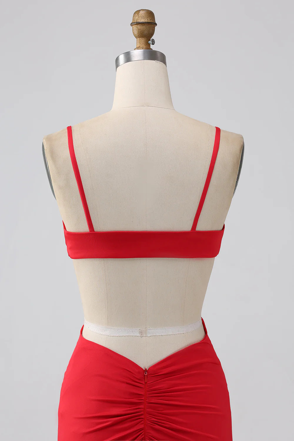 Italian Noodle Elegant Strap Mermaid Backless Red Long Ball Dress