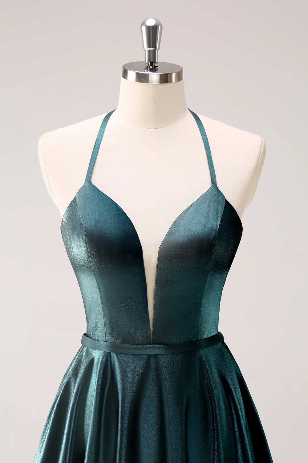Peacock Blue A-Line Halter Short Metallic Homecoming Dress