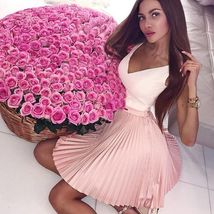 Pink Back to School Ball Dress Cute Beaded Graduation Short Dress Sexy Cocktail Dress