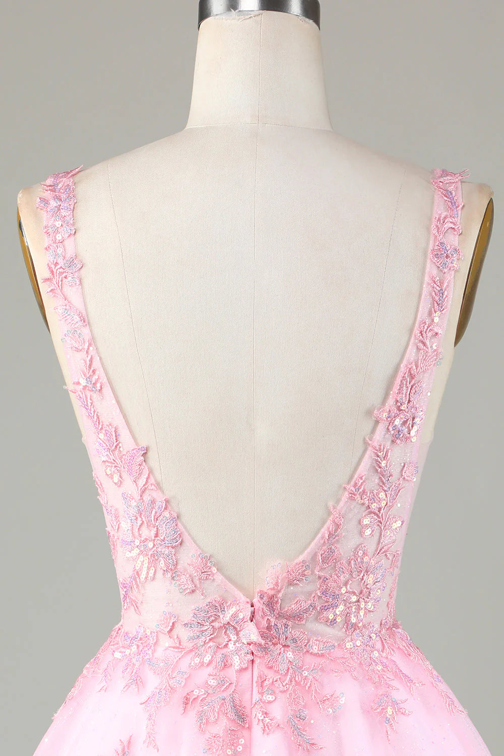 Pink Glitter Sequin Short Backless Homecoming Dress