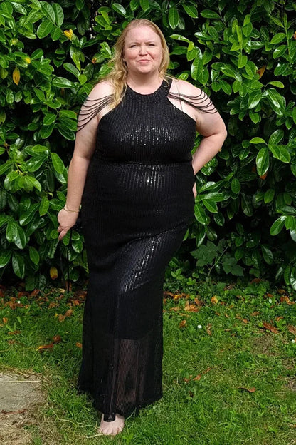 Large beautiful mermaid sleeveless sequin long ball evening gown