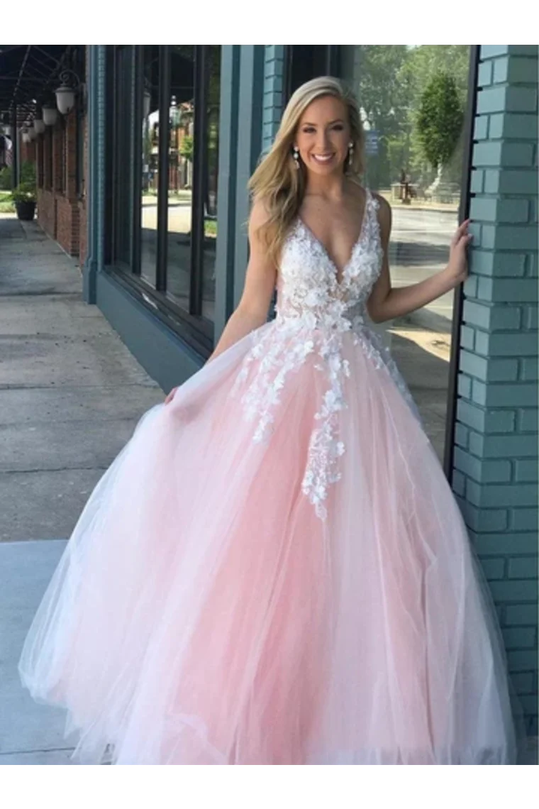 Plus Size Amazing Lace Applique Prom Dress Long Prom Dress