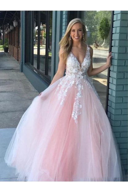 Plus Size Amazing Lace Applique Prom Dress Long Prom Dress