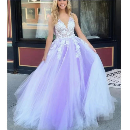 Plus Size Amazing Lace Applique Prom Dress Long Prom Dress