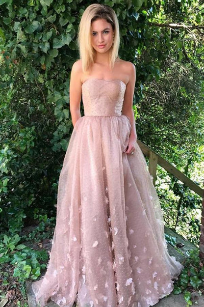 Elegant Princess Style Off Shoulder Pink Lace Sleeveless Tulle Sticker Pocket Ball Dress