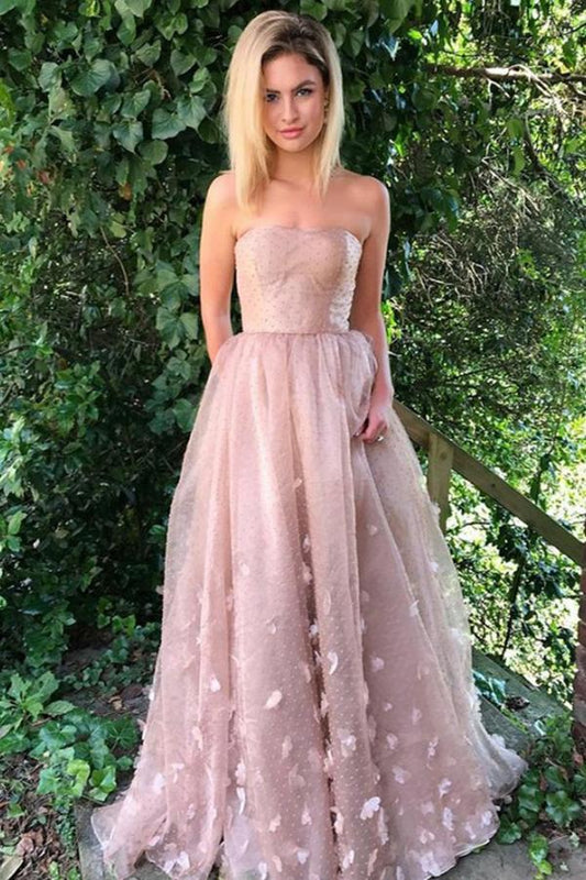 Elegant Princess Style Off Shoulder Pink Lace Sleeveless Tulle Sticker Pocket Ball Dress