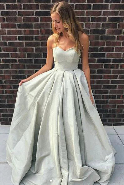 Princess style A-line off shoulder lace satin sleeveless ground dance dress
