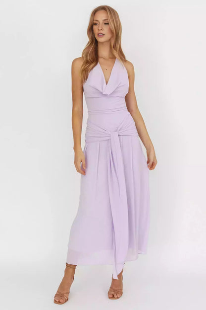 Prom Dresses with eye-catching backless lining, waist strap, zipper at the back