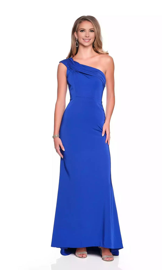 Prom Dresses with eye-catching single shoulder pleated asymmetrical neckline long slim fit skirt