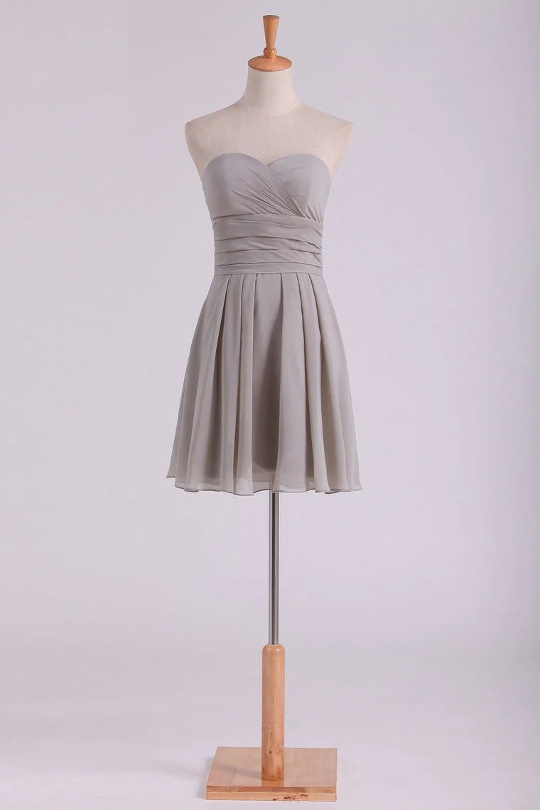 Solid A-line Elegant Chiffon Short Mini Party Dress with ruffle lace up