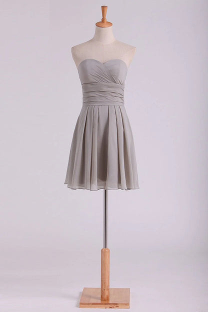 Solid A-line Elegant Chiffon Short Mini Party Dress with ruffle lace up