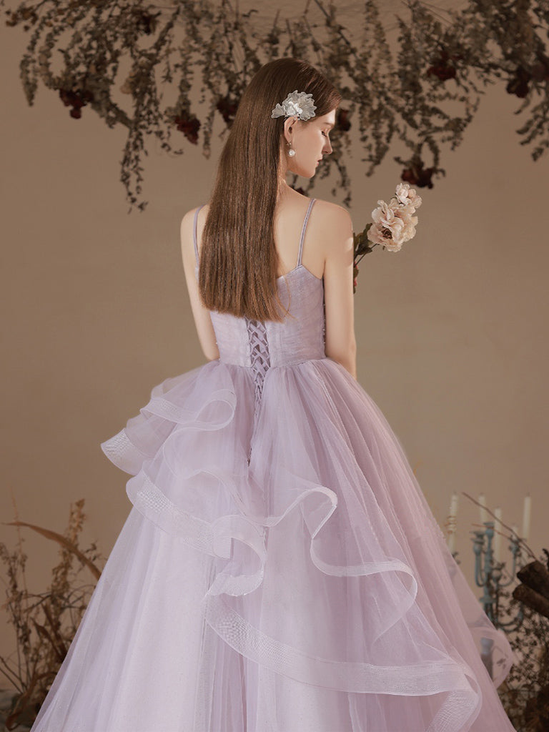 Purple Tulle Long Prom Dress Purple Tulle Formal Dress