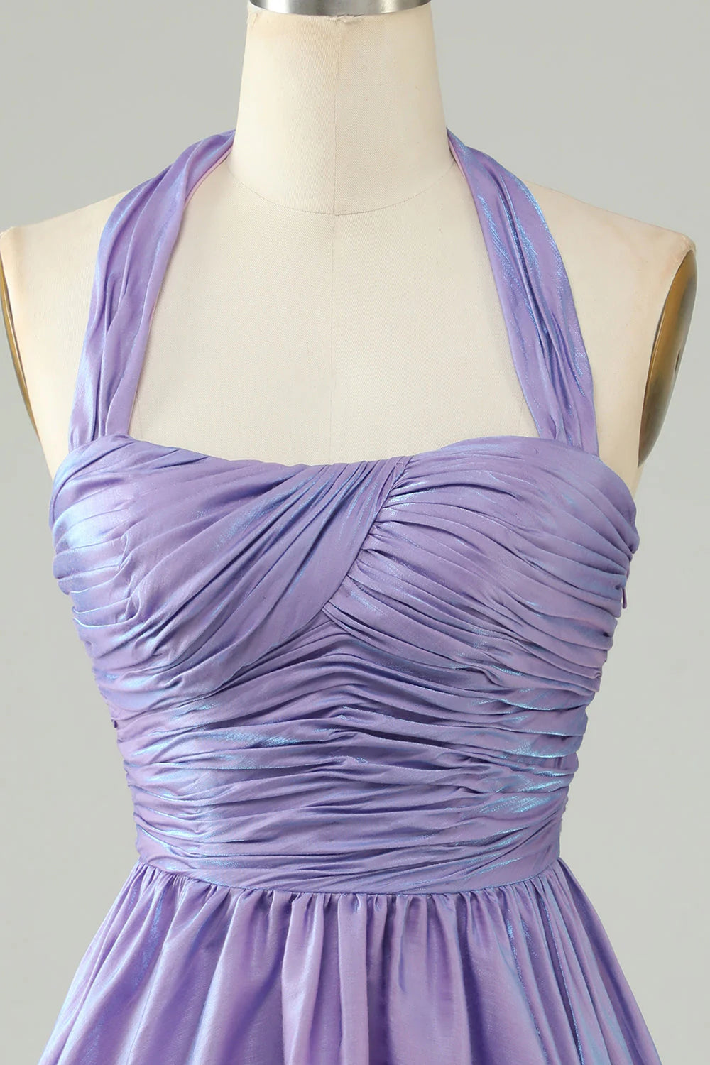Purple Halter Open Back Sleeveless Short Homecoming Dress