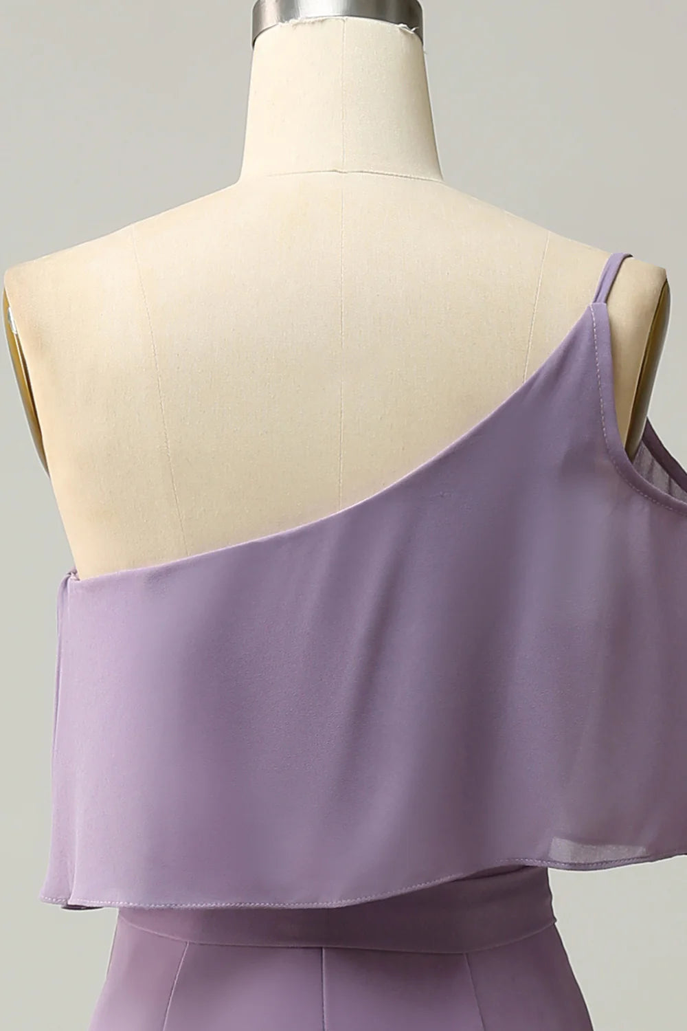 One Shoulder Chiffon Bridesmaid Dress with Ruffles