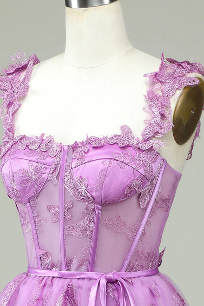 A Line Corset Short Homecoming Dress with Appliques