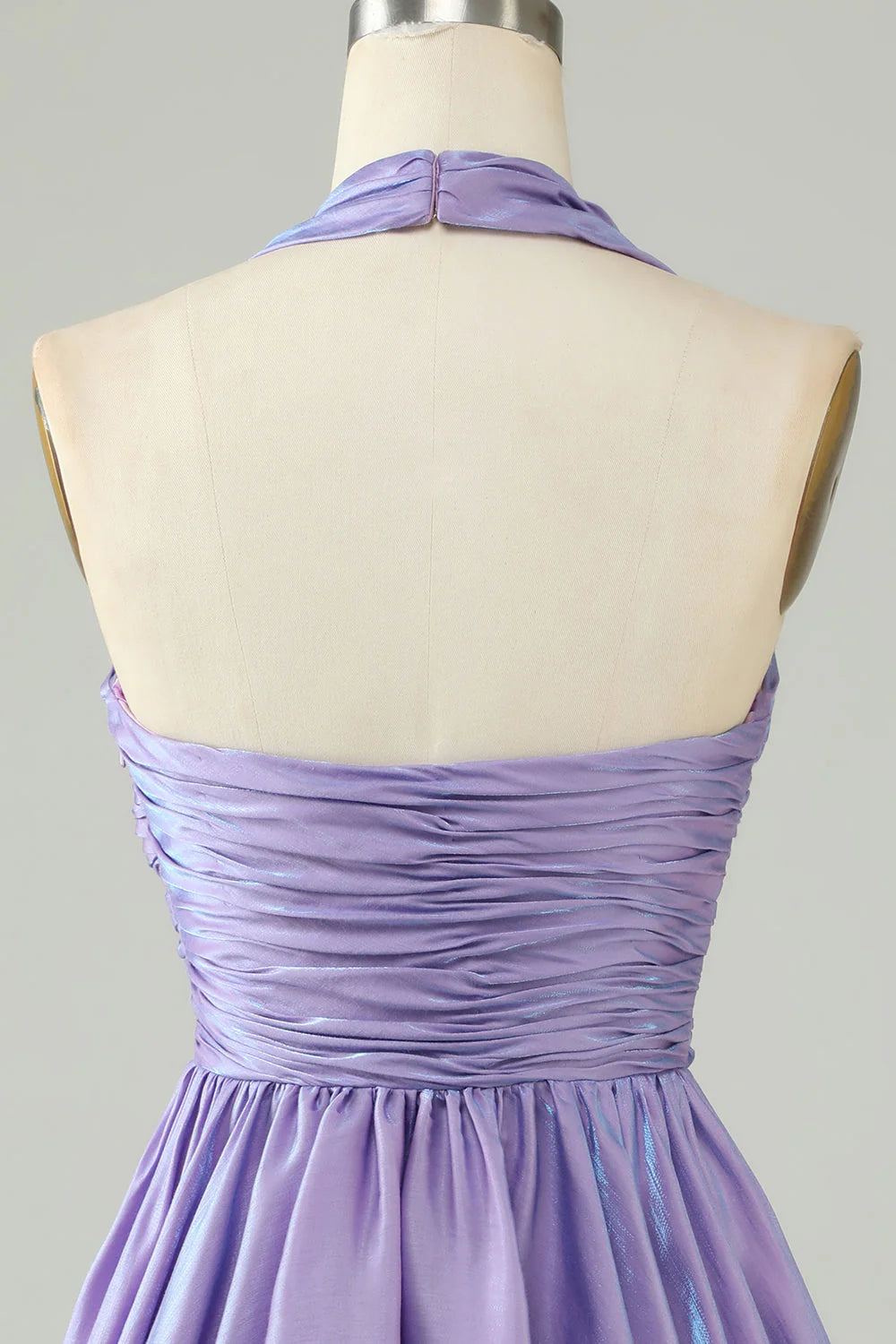 Purple Halter Open Back Sleeveless Short Homecoming Dress