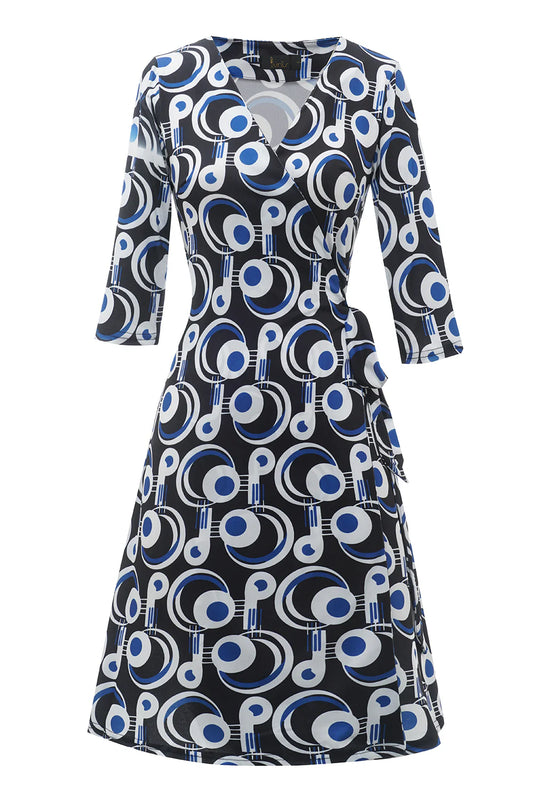 Elegant Royal Blue Geometric Printed Wedding Dress
