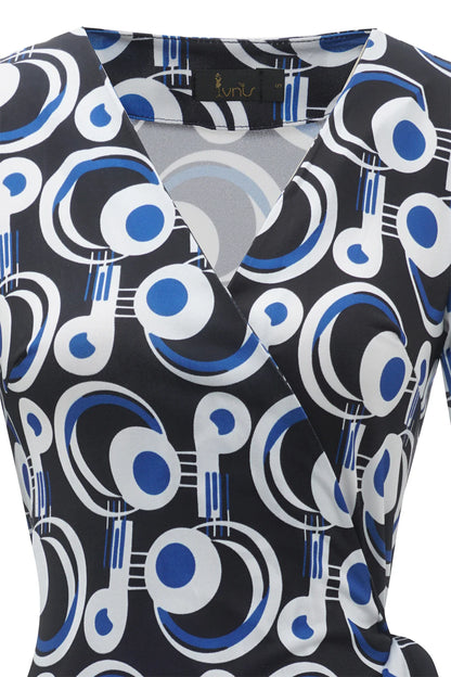 Elegant Royal Blue Geometric Printed Wedding Dress