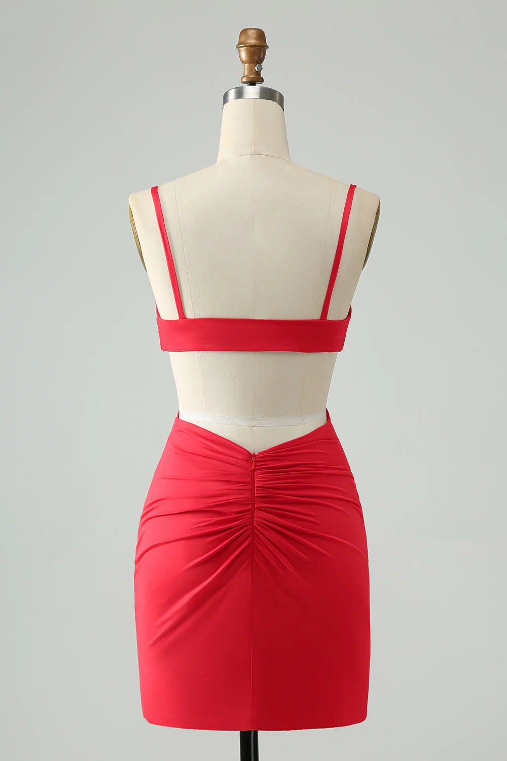 Red Bodycon  Straps Homecoming Dress with Hollow Out