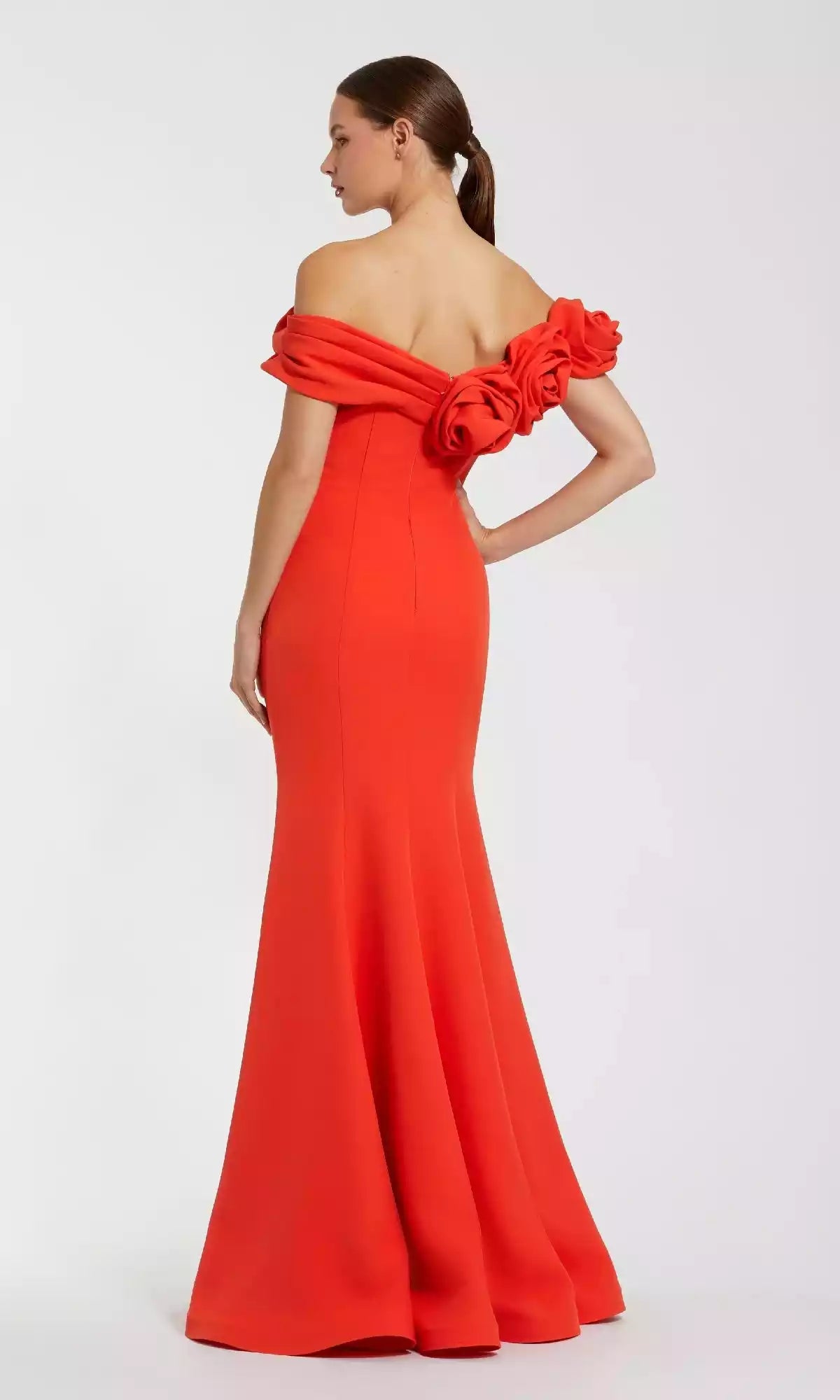 Romantic and elegant off shoulder collar with slim fit and fishtail skirt, showcasing a charming and alluring Prom Dresses