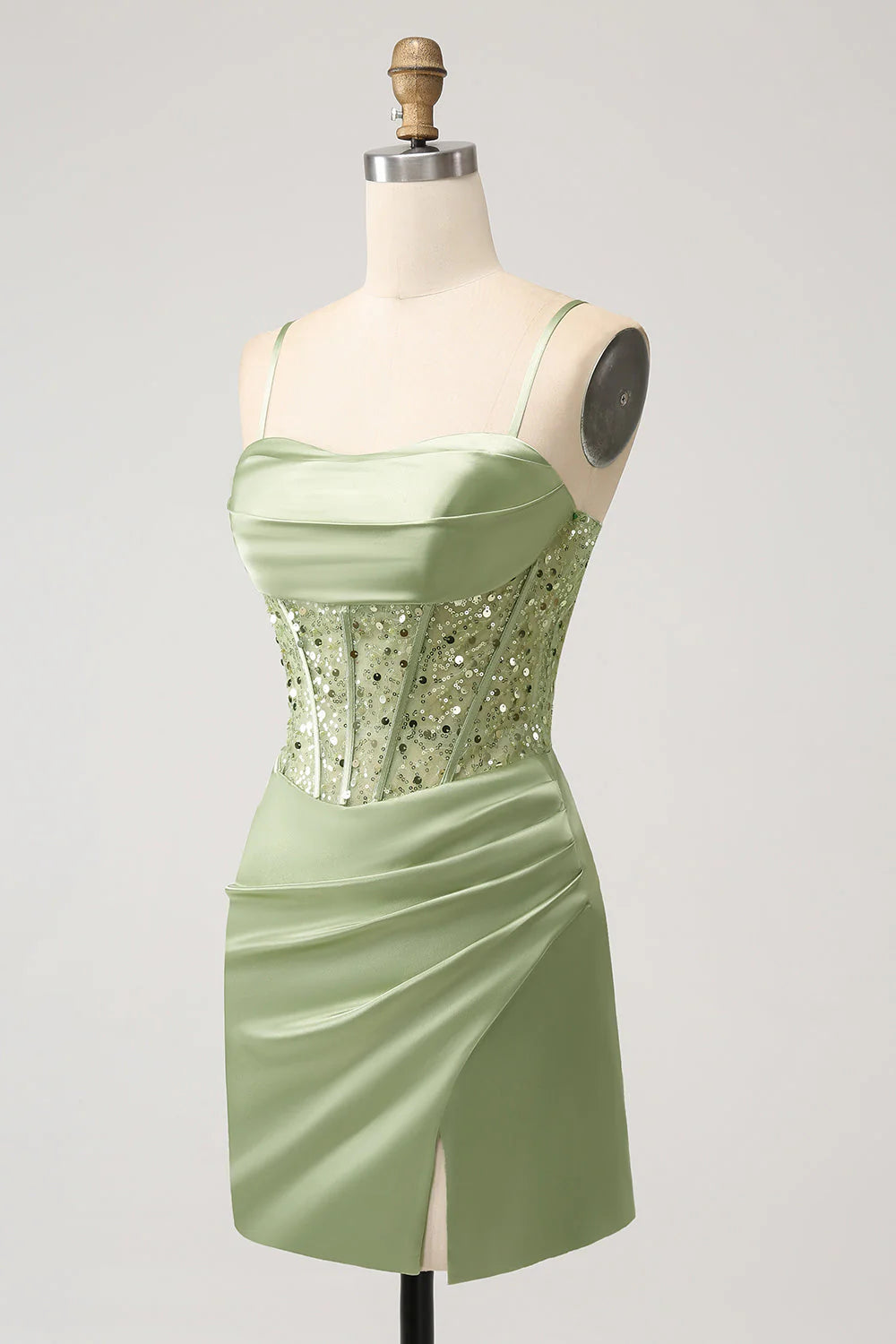Sage Bodycon Sequin Corset Short Homecoming Dress