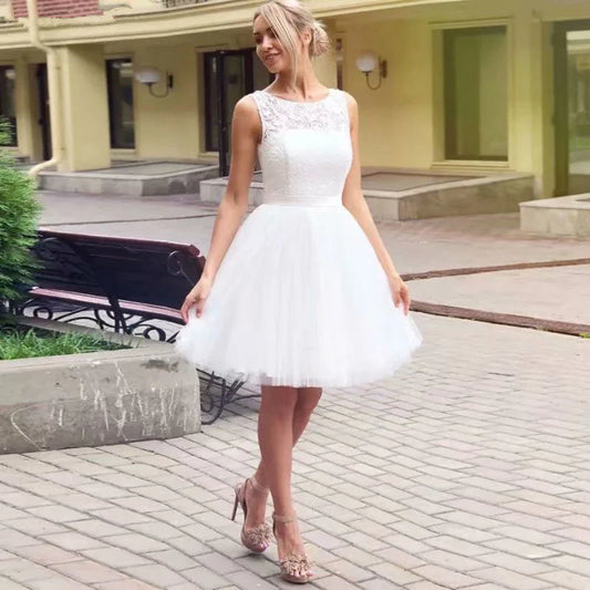 Spoon shaped return to school party dress A-line chiffon sticker short mini skirt