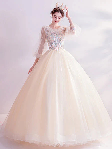 Long sleeved sheer dance party dress