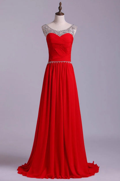 Elegant beautiful and noble dress with A-line chiffon beads and ruffled edges