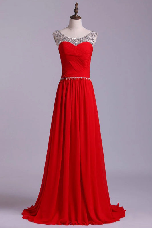 Elegant beautiful and noble dress with A-line chiffon beads and ruffled edges