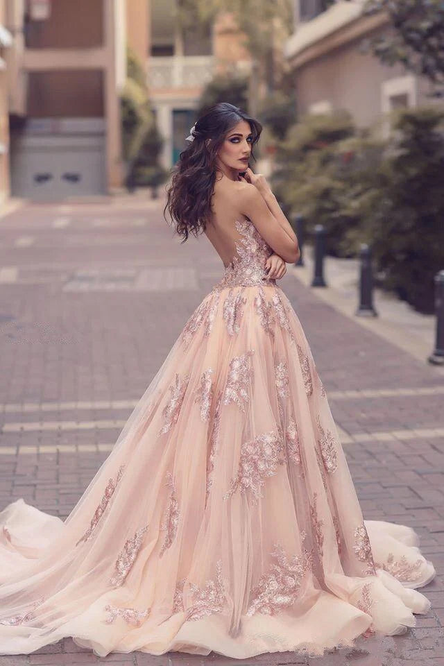 Sexy Deep V-neck Mermaid Tulle Lace Applique Front Split Princess Ball Cocktail Dress