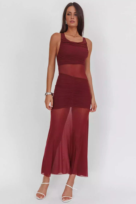 Sexy backless part lined with lace up pleats and zippered back Prom Dresses