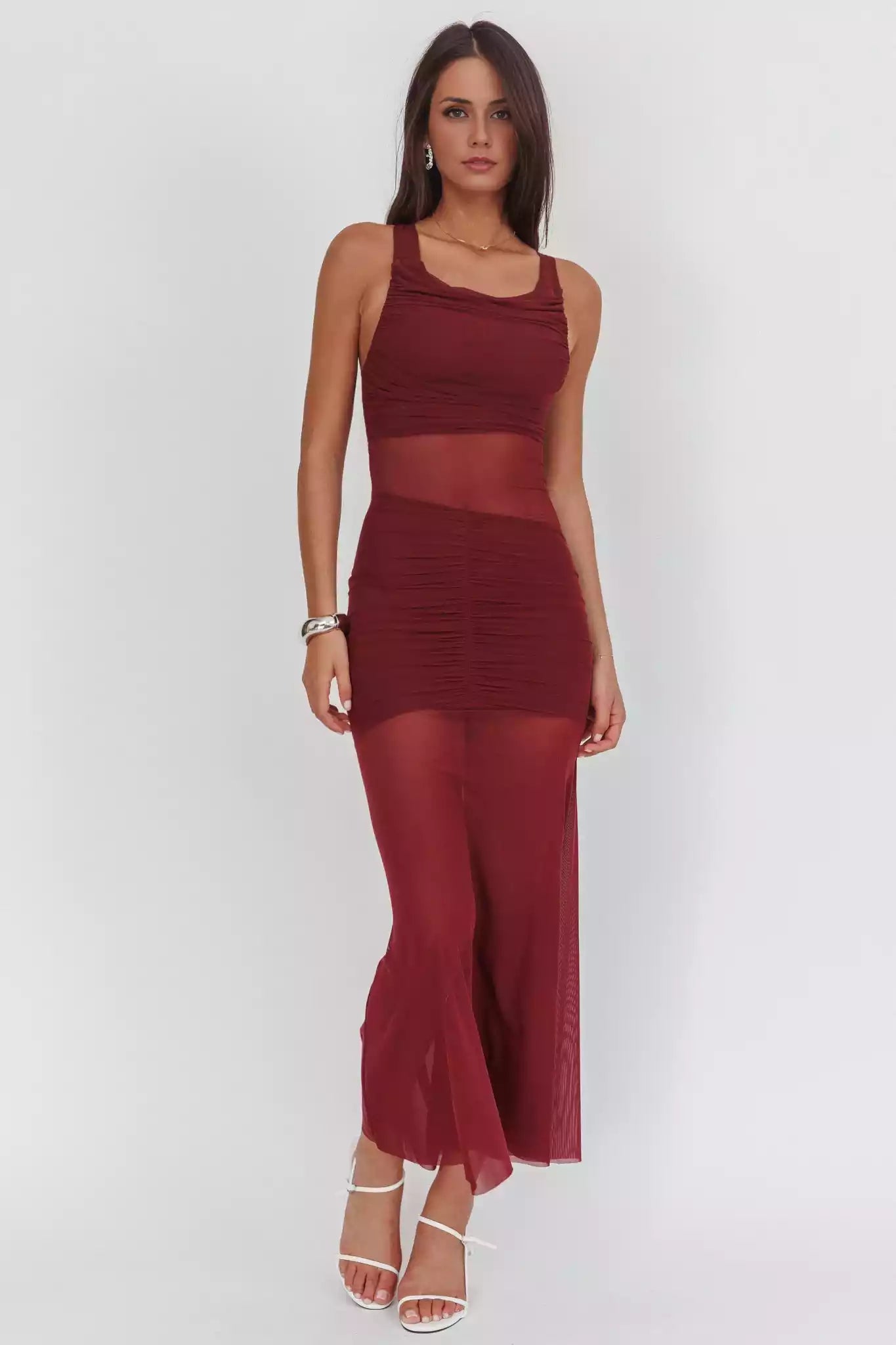 Sexy backless part lined with lace up pleats and zippered back Prom Dresses