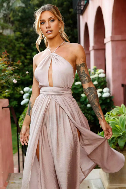 Sexy extra long lining, exposed back strap, invisible zipper, Bridesmaid Dresses