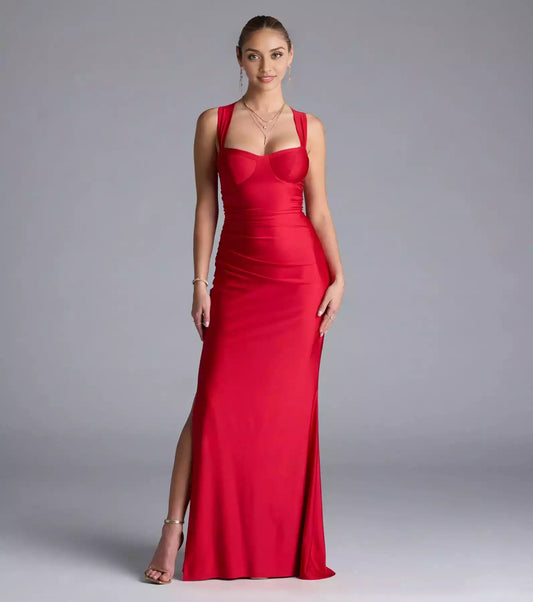 Sexy lace up backless heart-shaped neckline with wide shoulder straps, back lace up tight silhouette Prom Dresses
