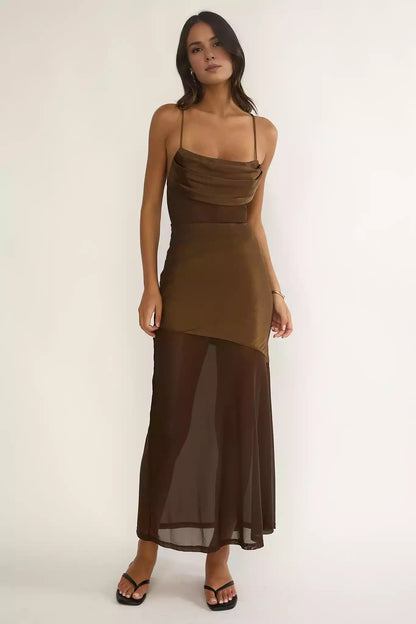 Sexy pleated bust, waist and hem, transparent back with zipper, back straps, Bridesmaid Dresses