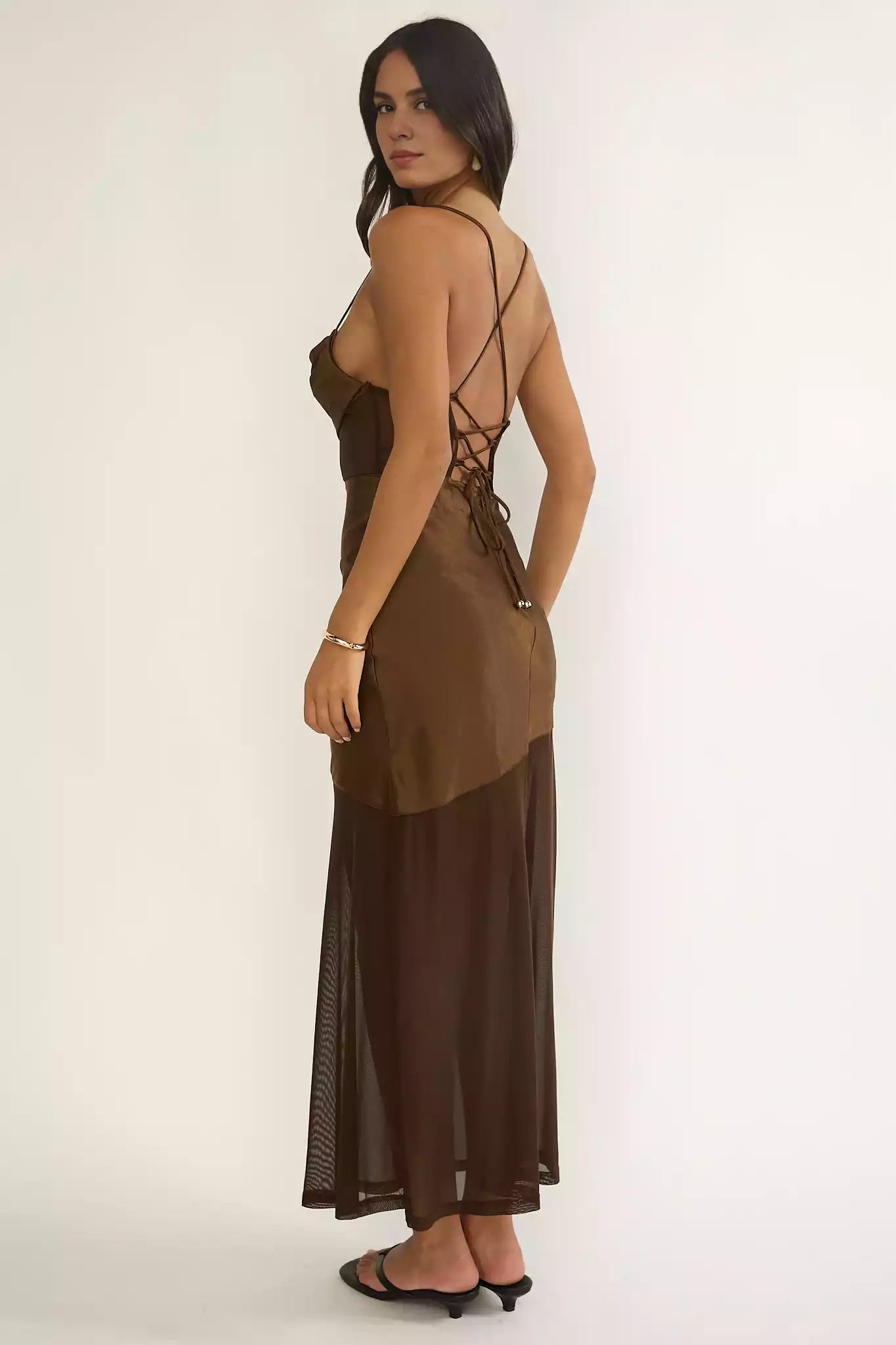 Sexy pleated bust, waist and hem, transparent back with zipper, back straps, Bridesmaid Dresses