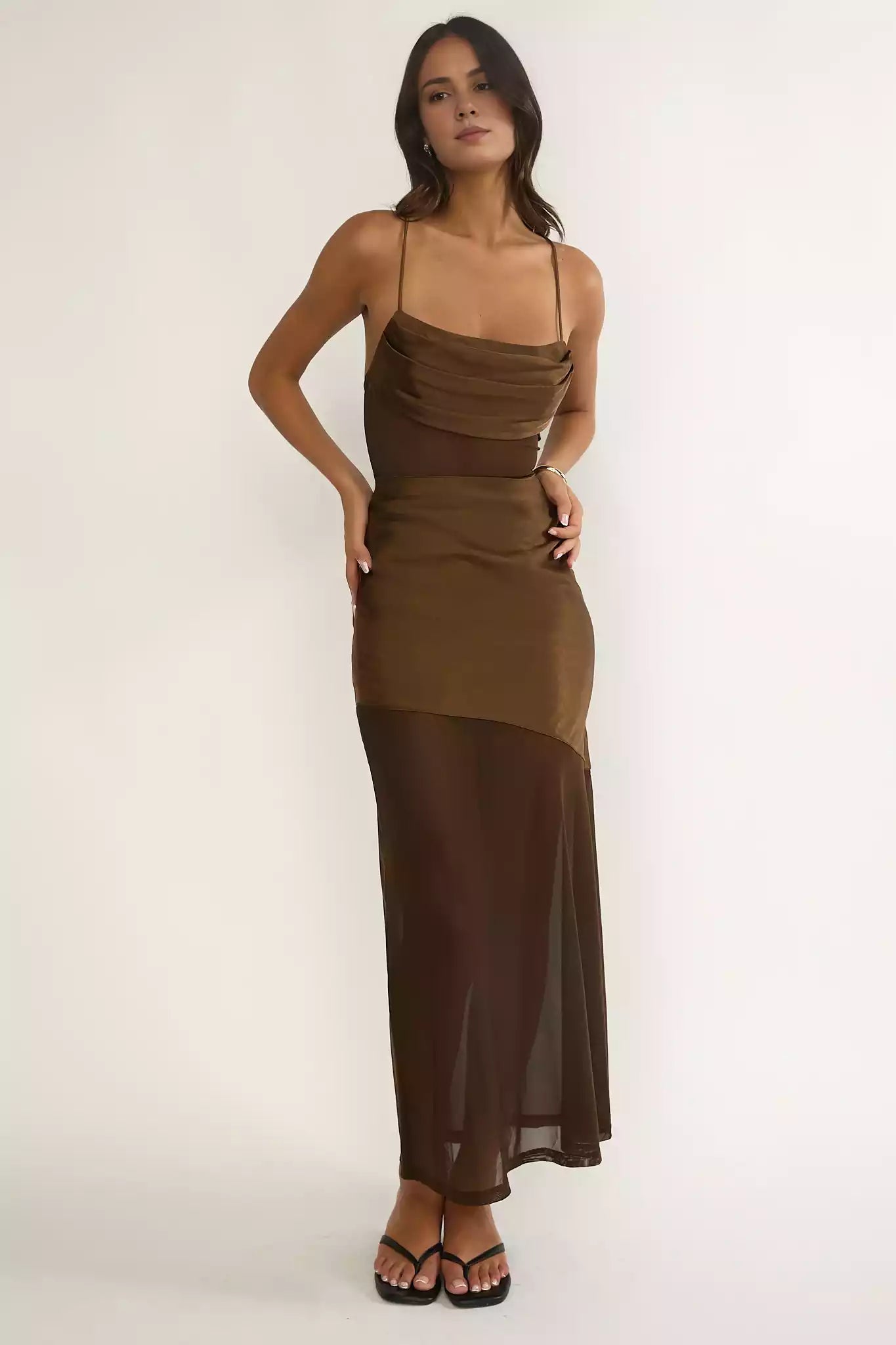 Sexy pleated bust, waist and hem, transparent back with zipper, back straps, Bridesmaid Dresses