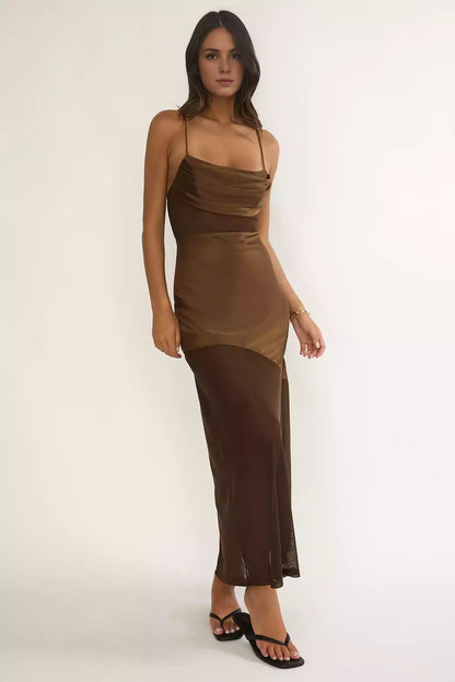 Sexy pleated bust, waist and hem, transparent back with zipper, back straps, Bridesmaid Dresses