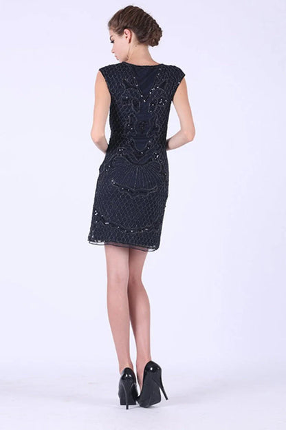 Homecoming Dress V-neck sheer with beaded short mini style