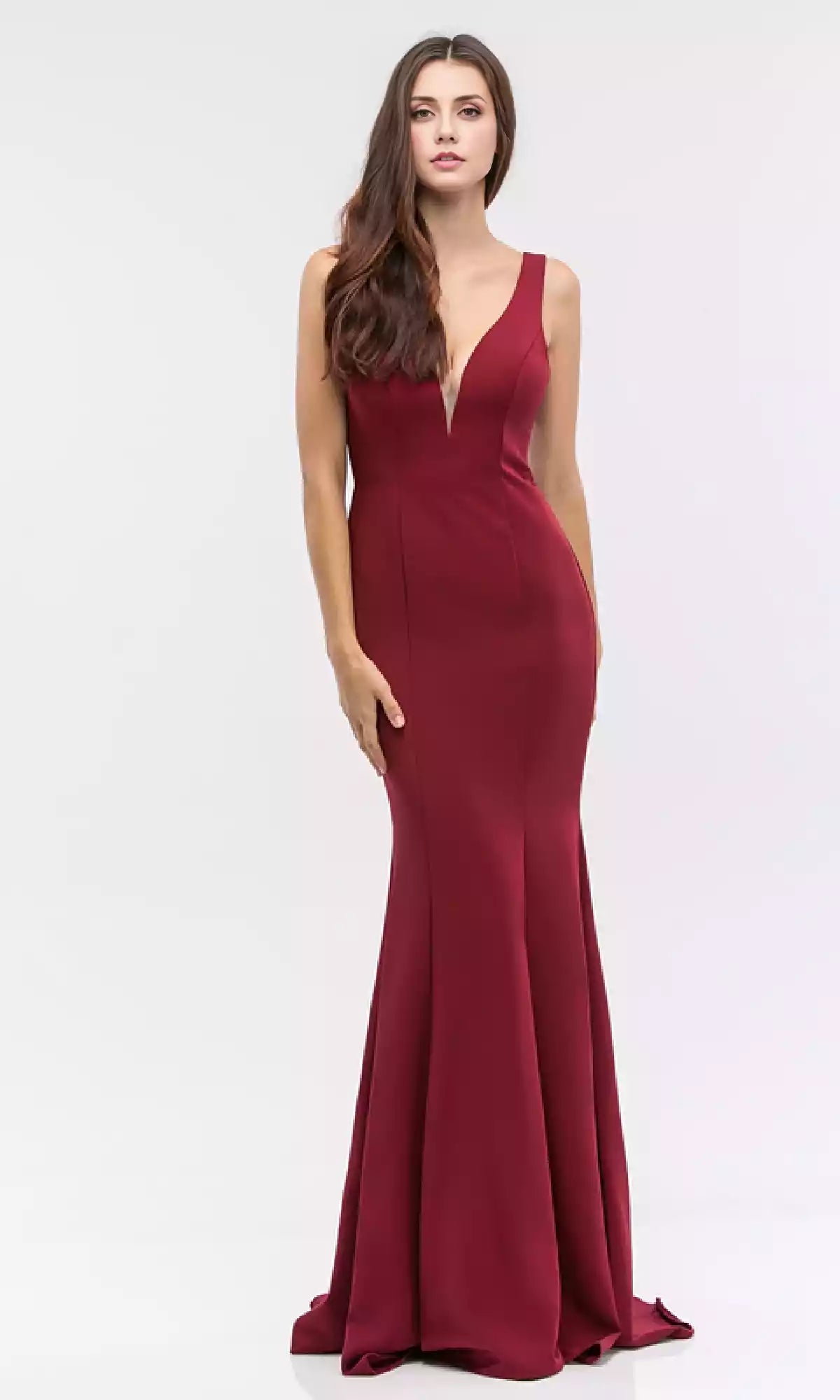 Shining satin deep V-neck, slim shoulder straps, princess style cut, showcasing modern elegance Prom Dresses
