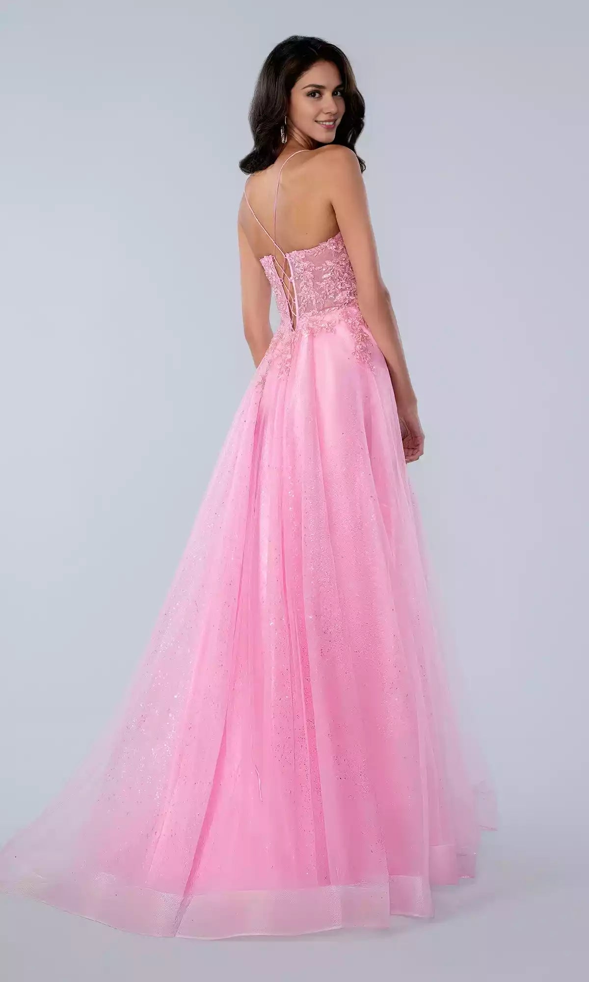 Shiny sequined lace embroidery V-neck tight corset lace up backless Prom Dresses